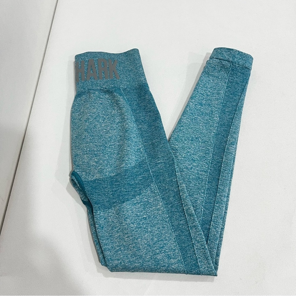 Gymshark Flex High Waisted Size Small Hydro Teal Marl/Light Gray Leggings - Picture 5 of 8